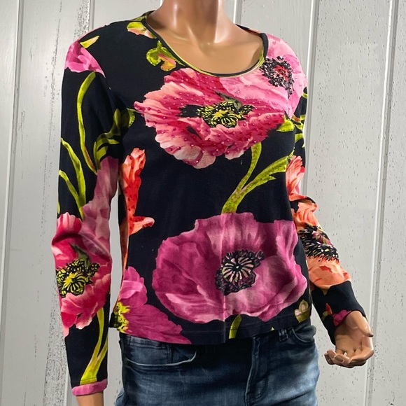 *Ash & Sara Women's Floral Printed Long sleeve Top Sz M - Picture 4 of 11